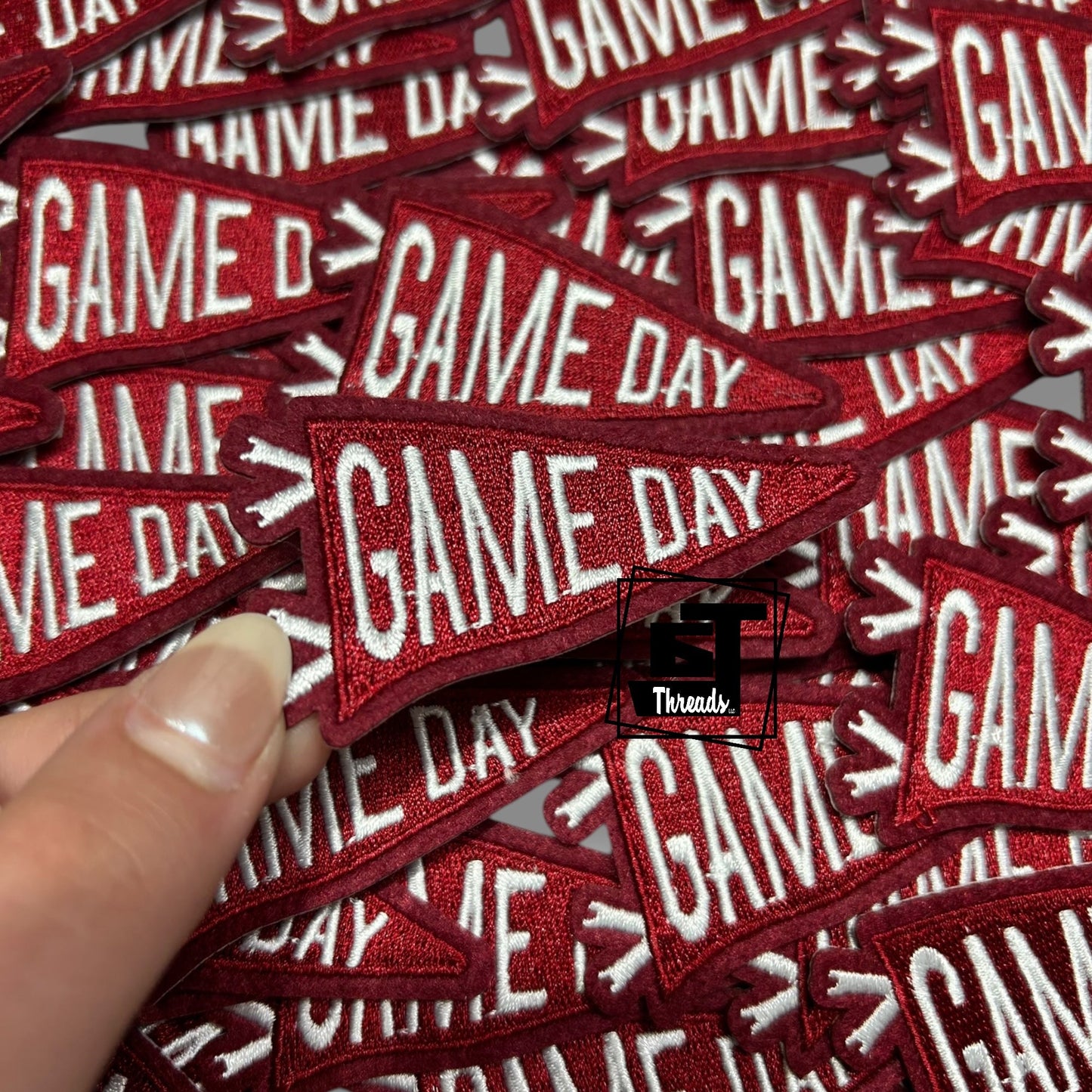 Maroon game day pennants cap patch