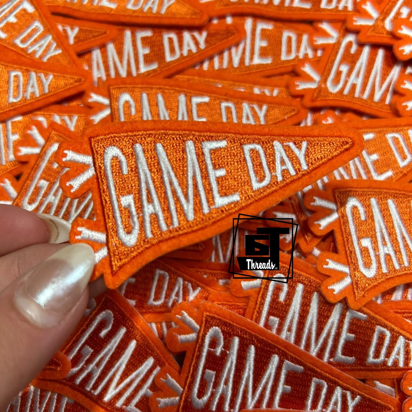 Orange game day pennant cap patch