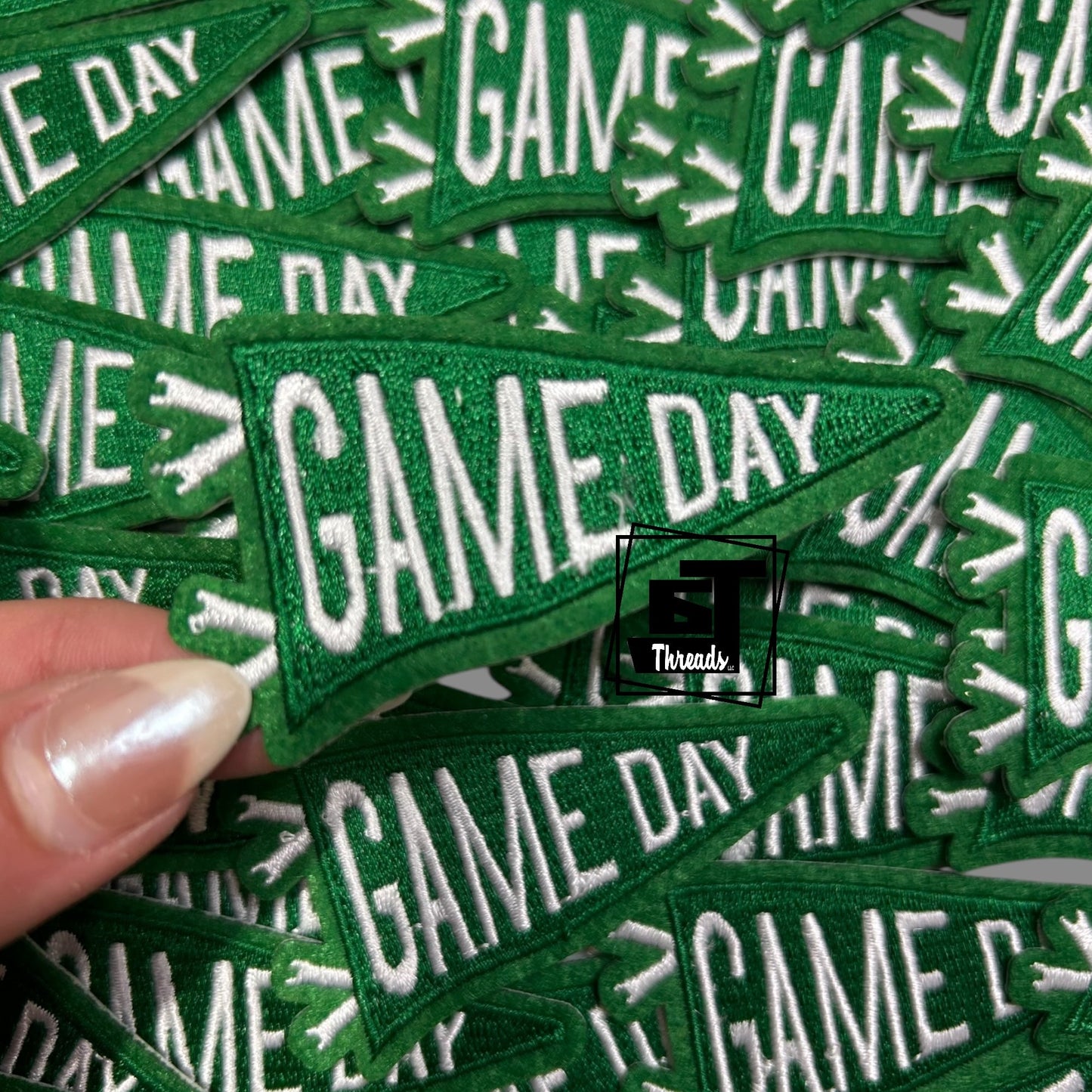 Green game day pennant cap patch