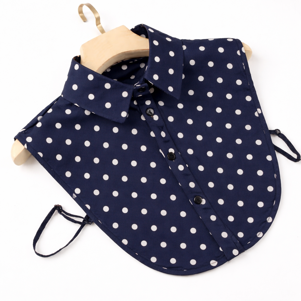 Navy Blue Polkadot Fake Collar/Dickies