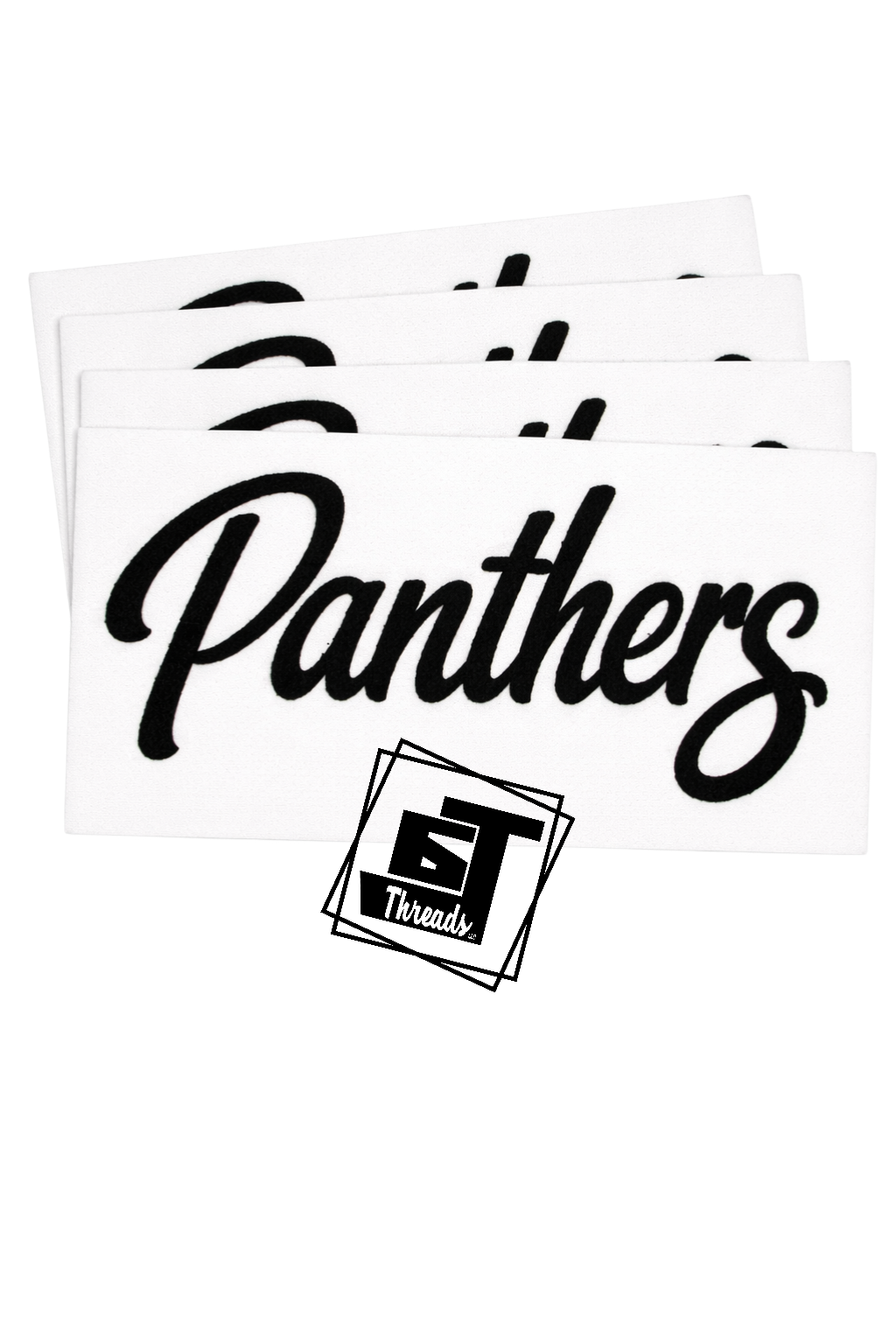 Black Cursive Fuzzy Fabric Panthers Patch...Patches Only