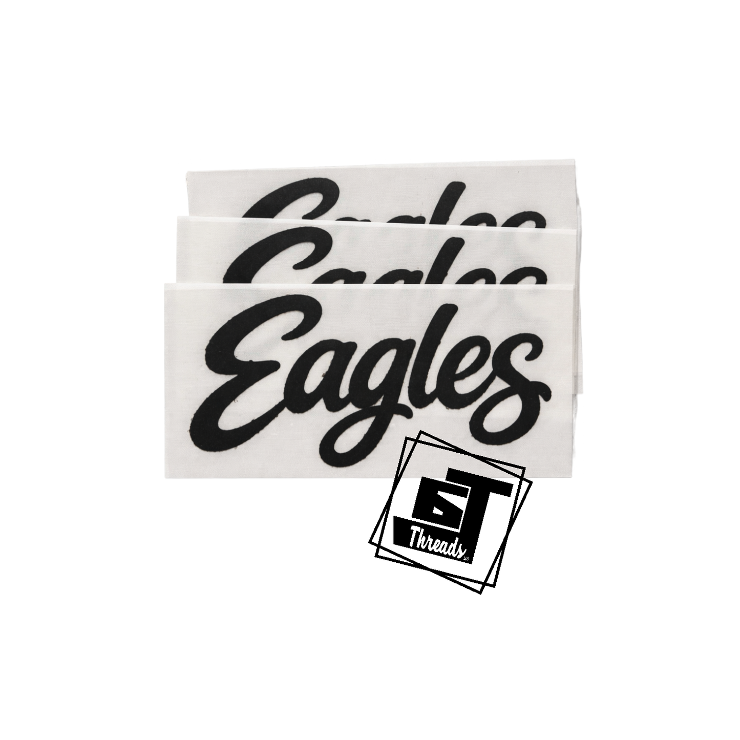 Black Cursive Fuzzy Fabric Eagles Patch...Patches Only