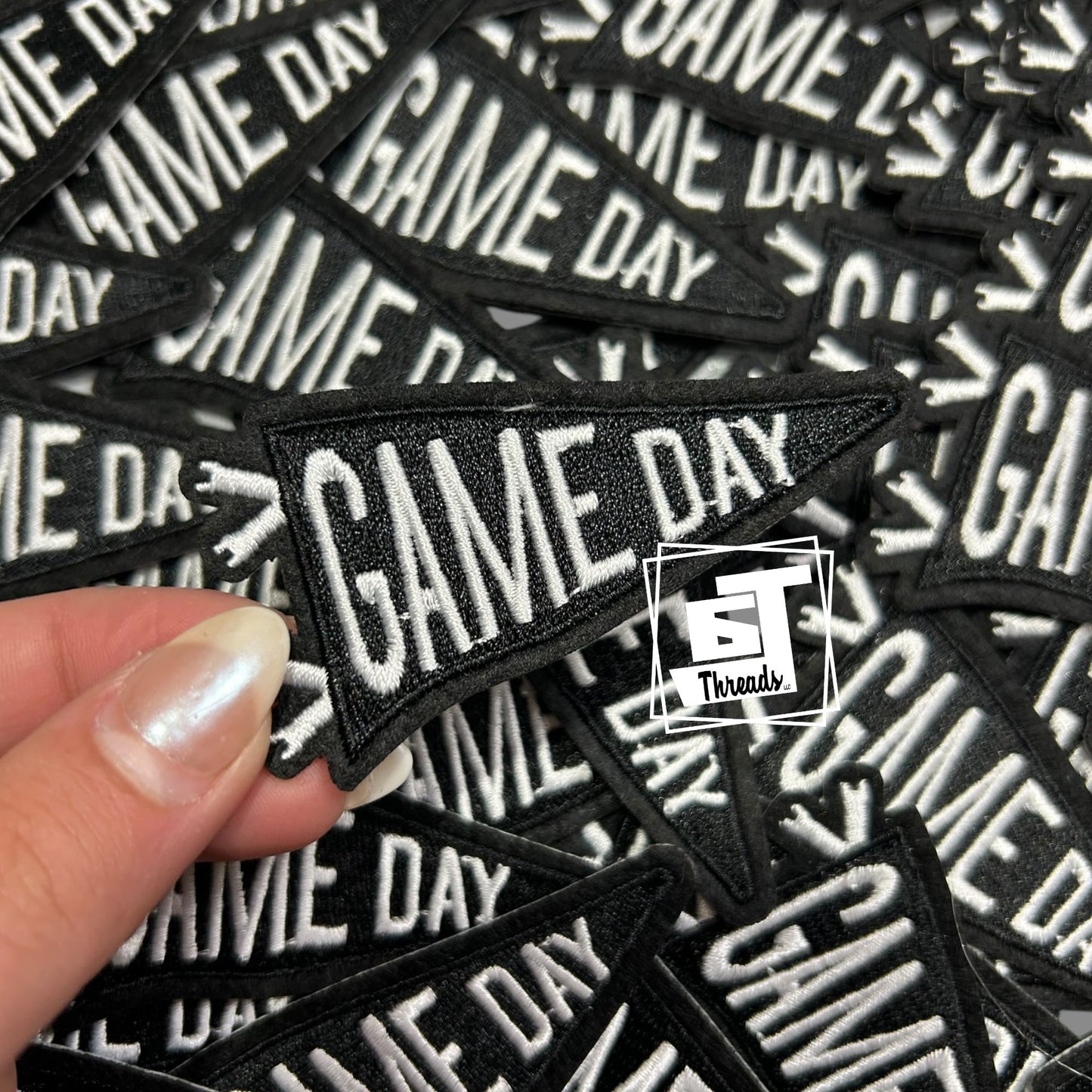 Black game day pennant cap patch