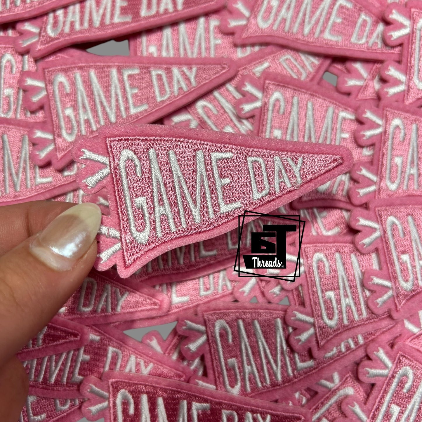 Pink game day pennant cap patch