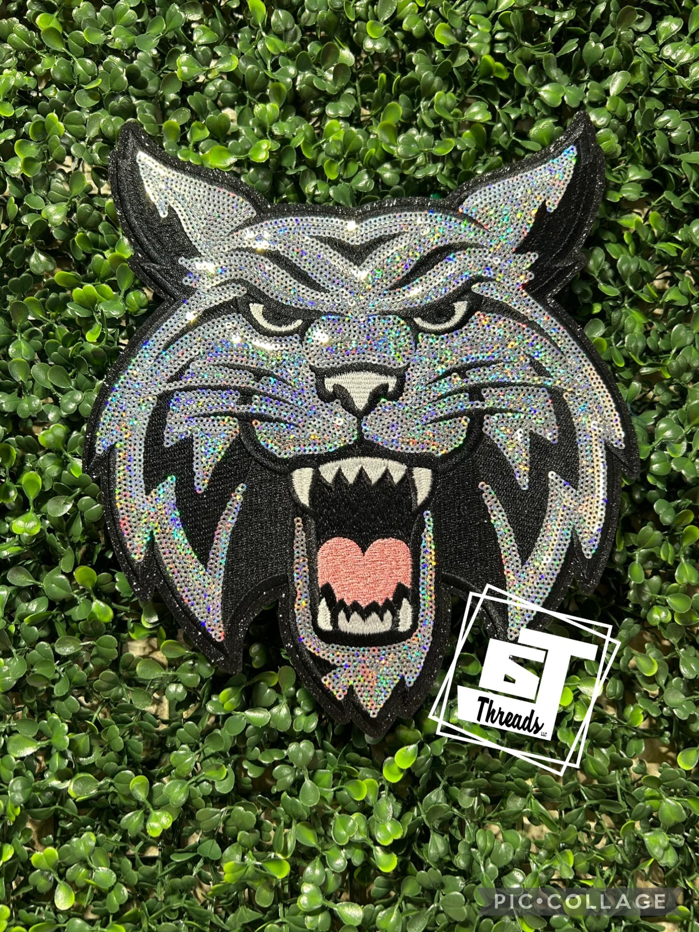 Sequin Wildcat Mascot iron on patch