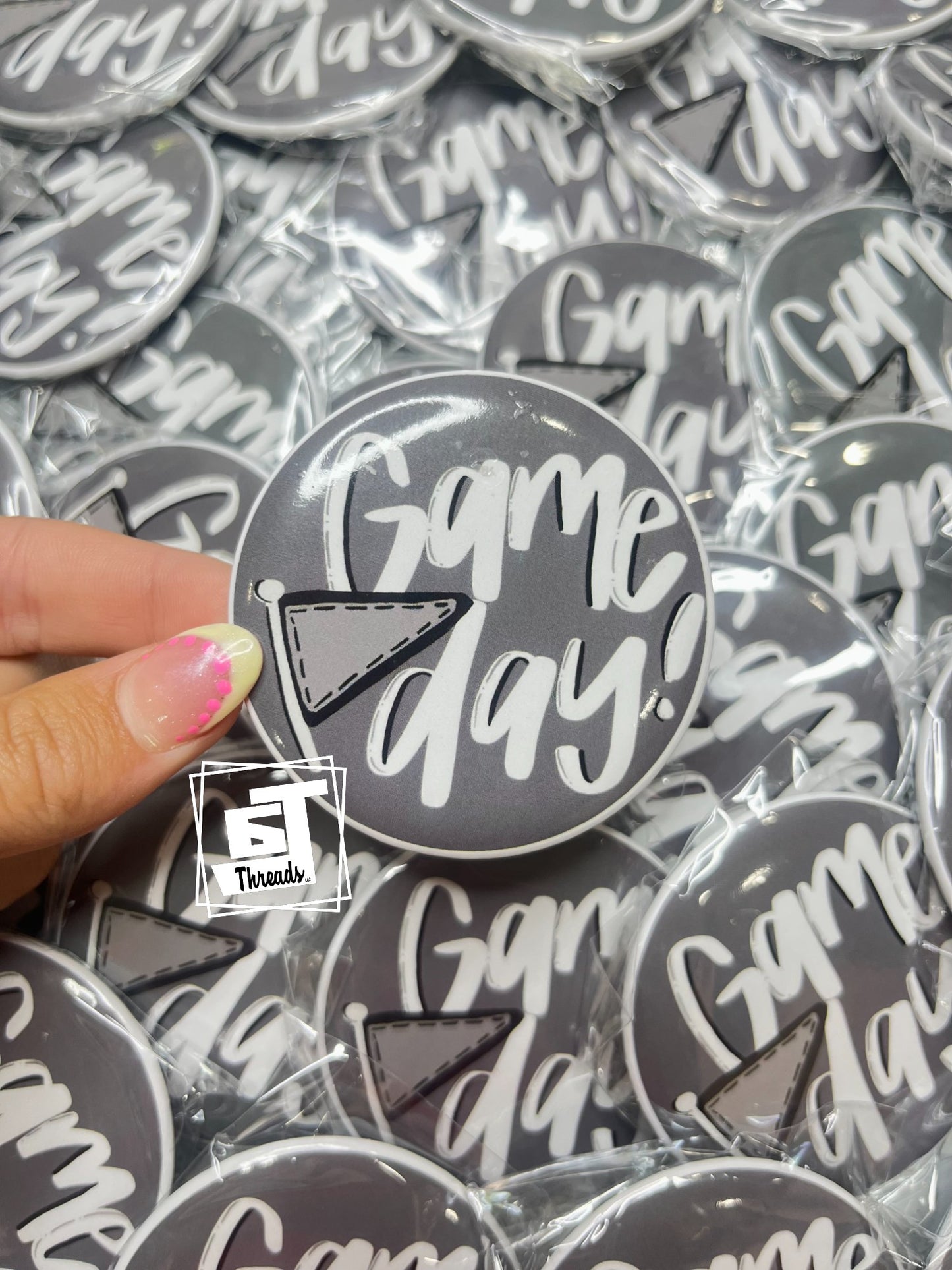 Grey Game Day Pin
