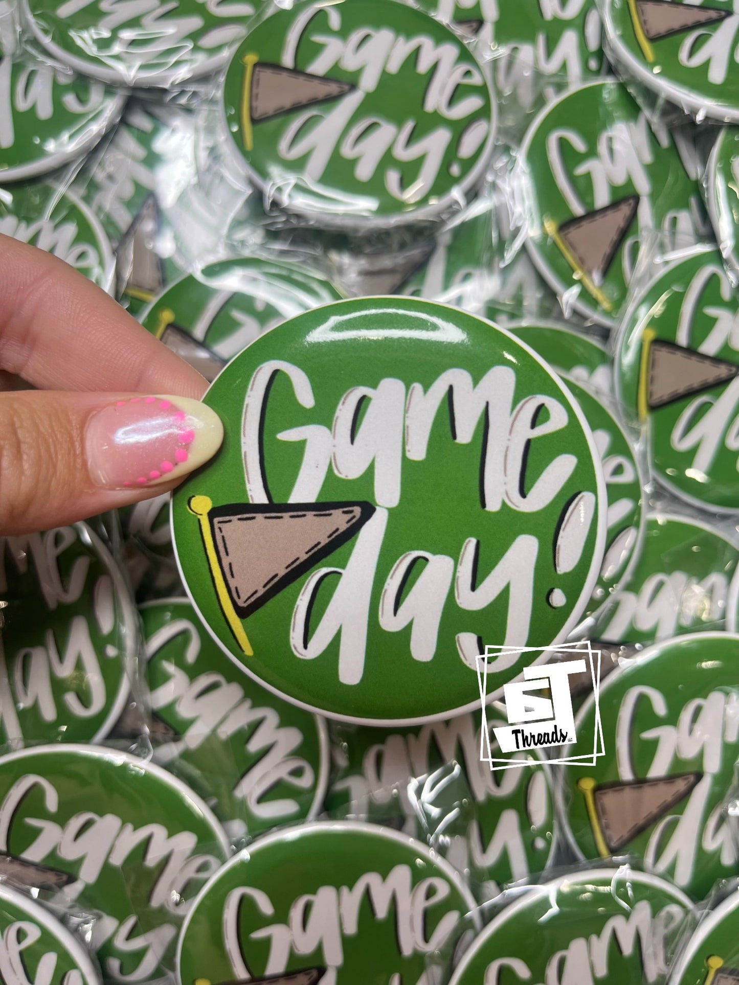 Green Gameday Football Pin