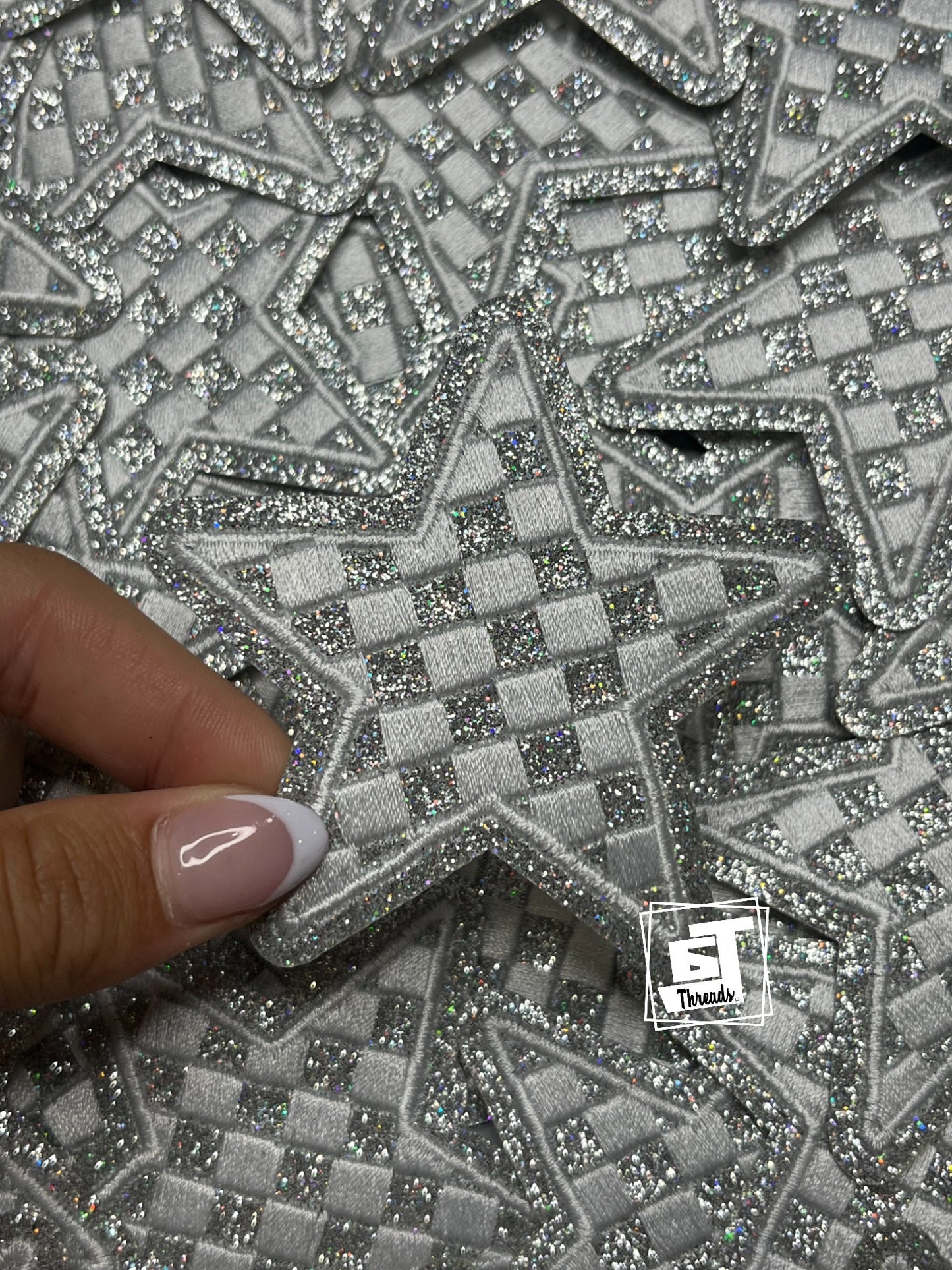 Glitter Checkered Stars... Cap Patch