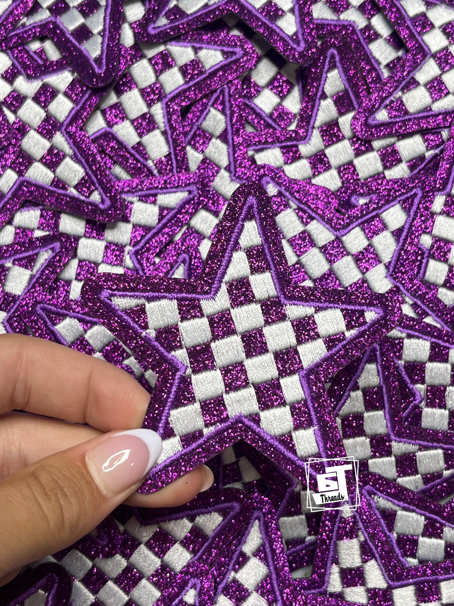 Glitter Checkered Stars... Cap Patch