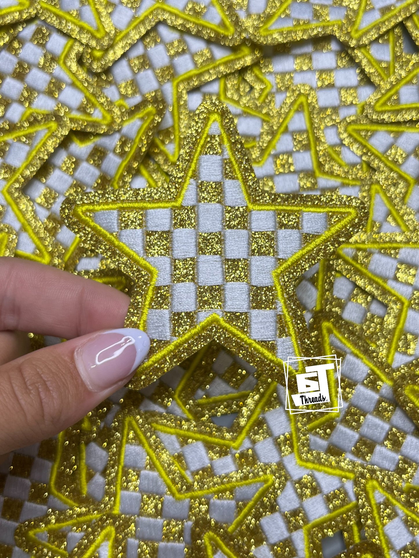 Glitter Checkered Stars... Cap Patch