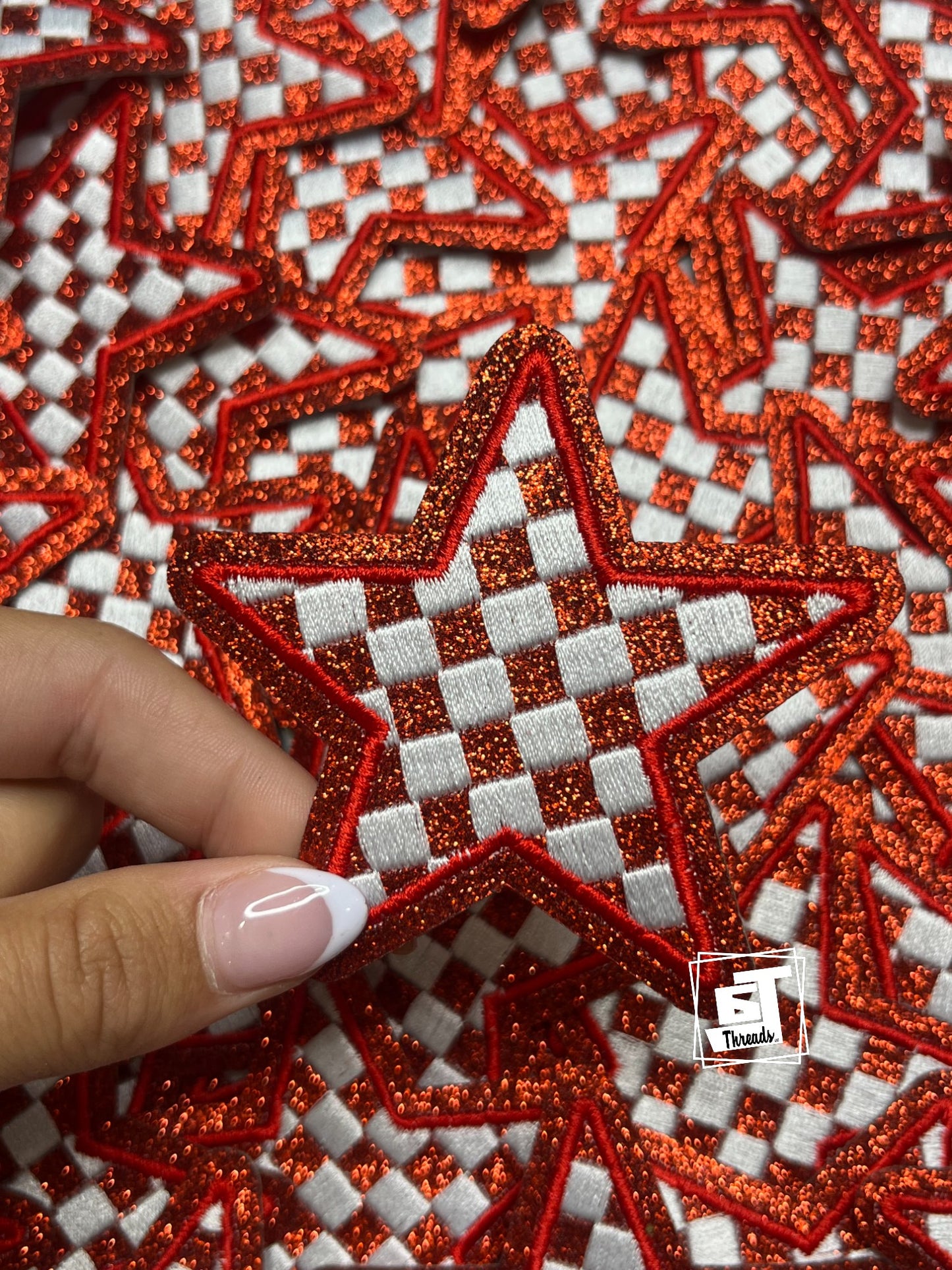Glitter Checkered Stars... Cap Patch