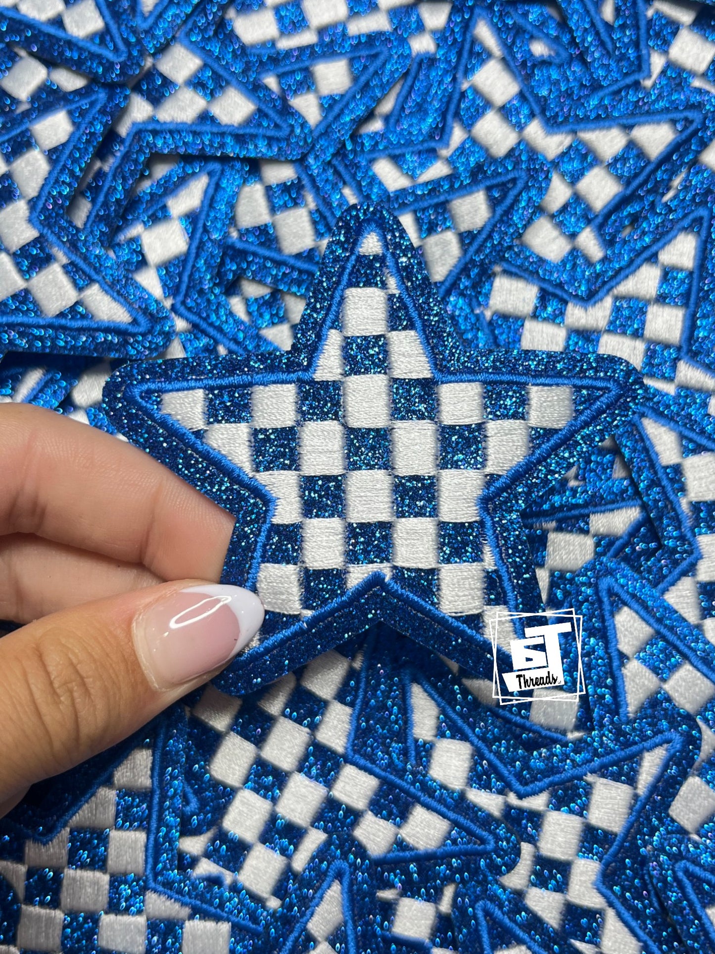 Glitter Checkered Stars... Cap Patch
