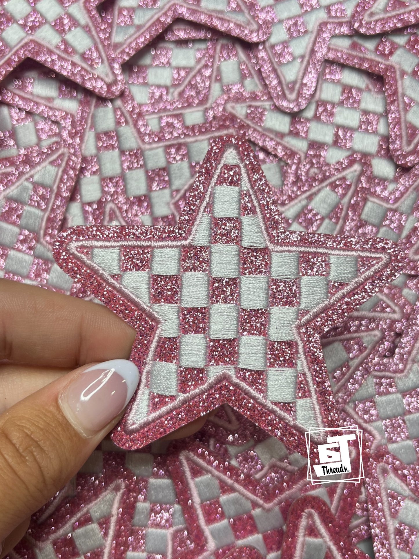 Glitter Checkered Stars... Cap Patch