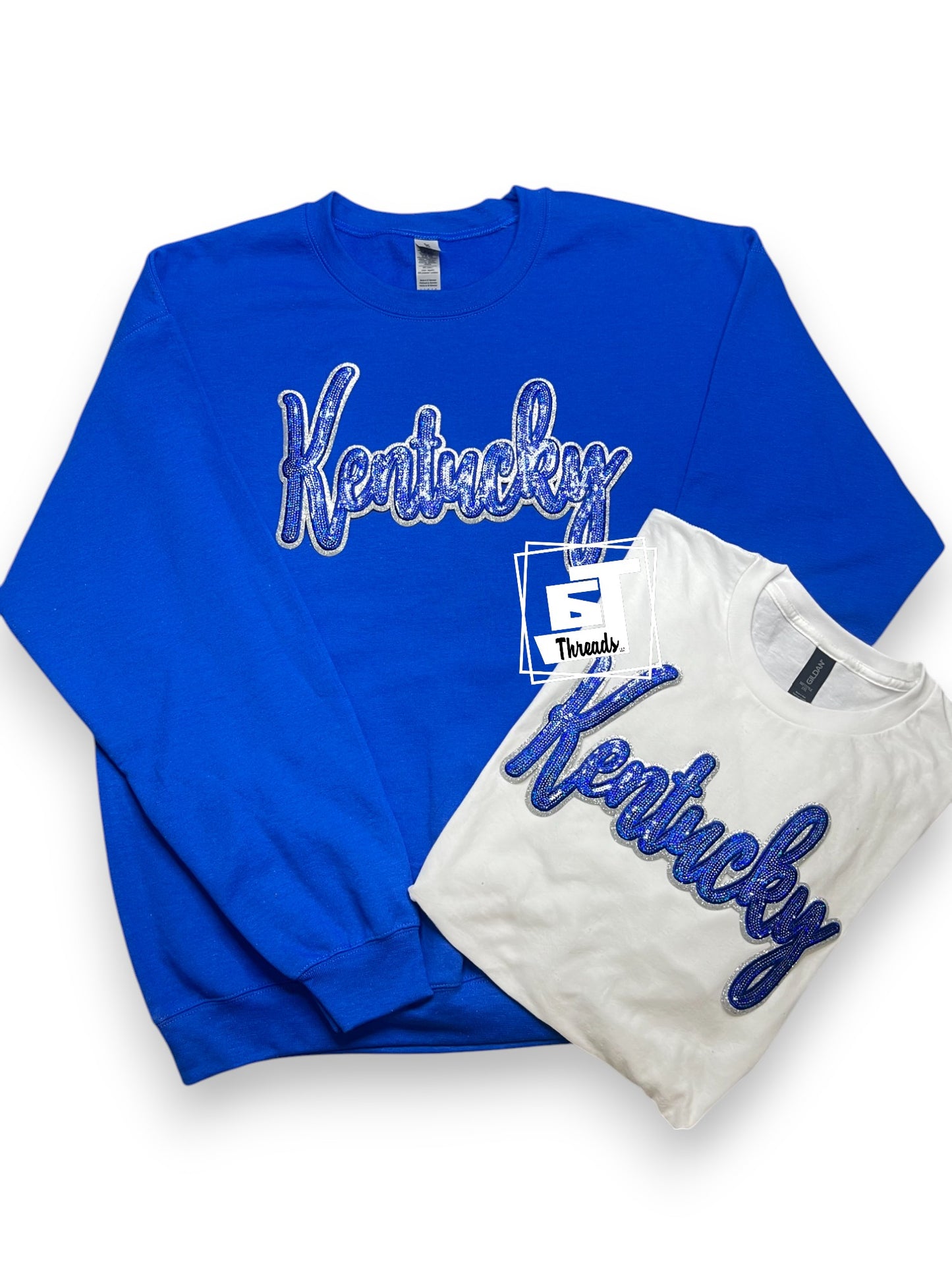 Royal Blue Cursive Sequin Kentucky