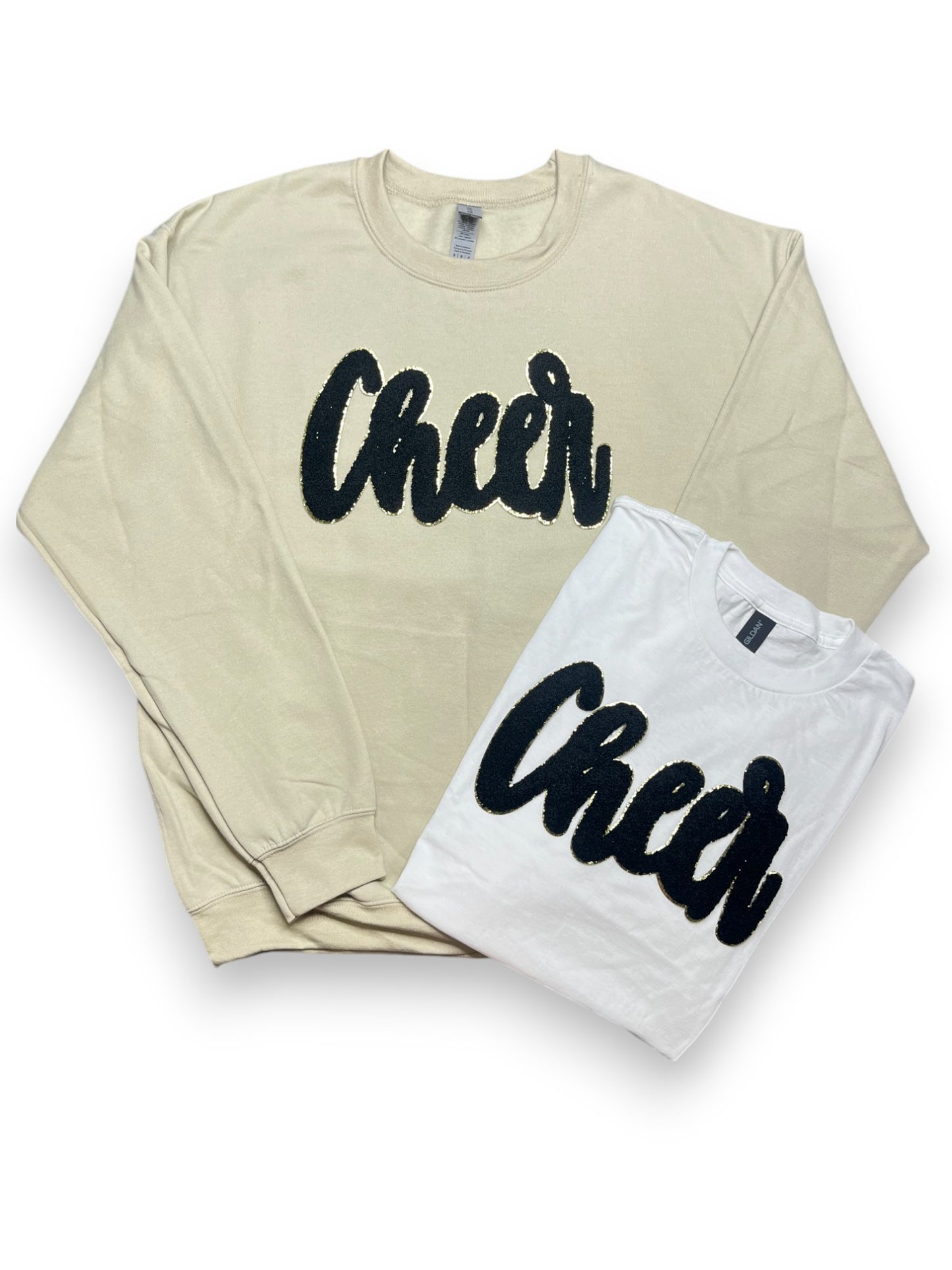 Black Cursive Chenille Cheer