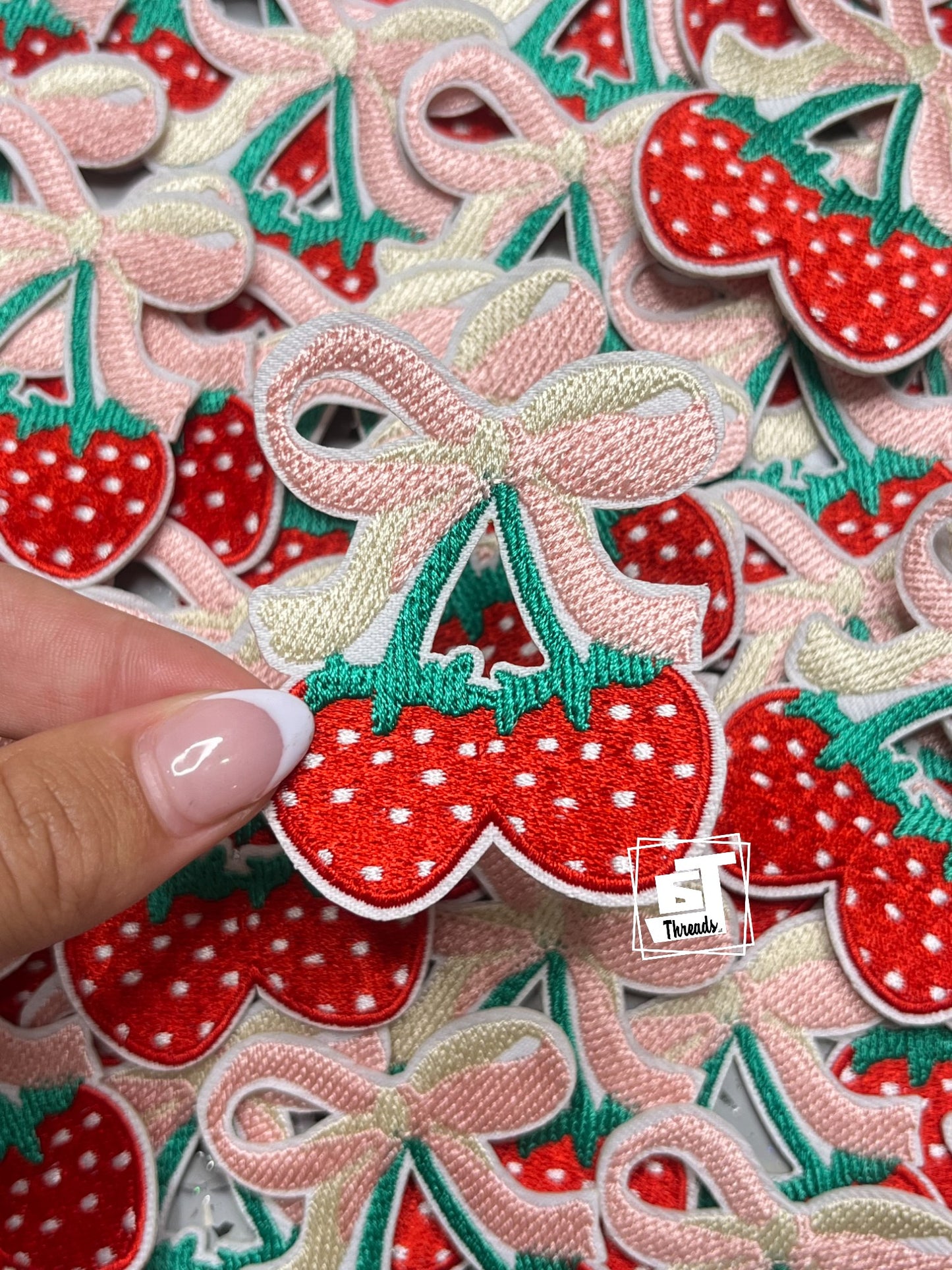 Red Fabric Strawberry with Bow