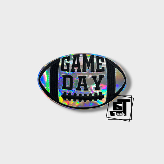 metallic football game day iron on patch