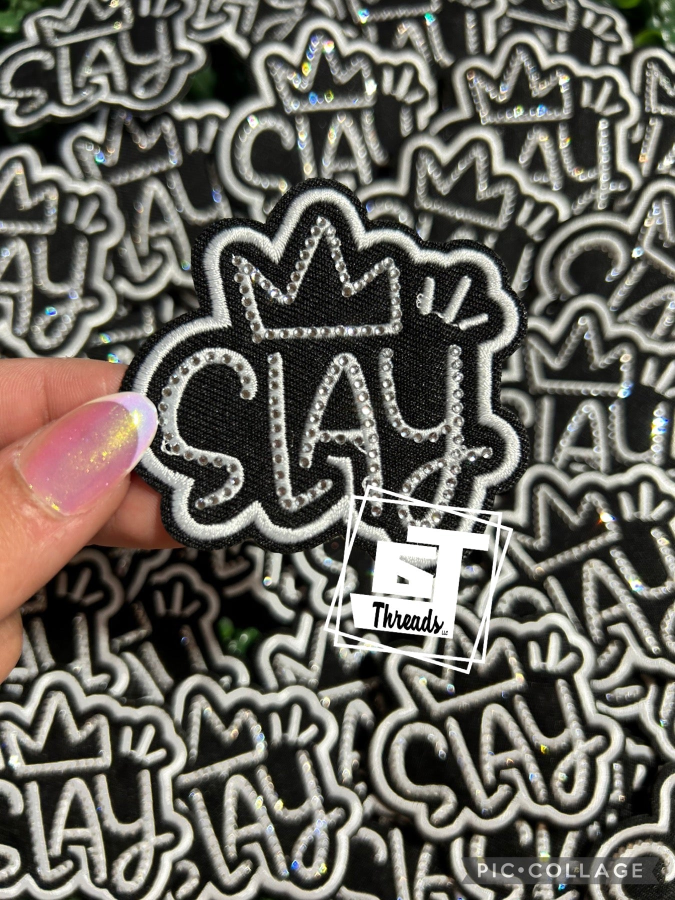 Rhinestone Slay cap patch