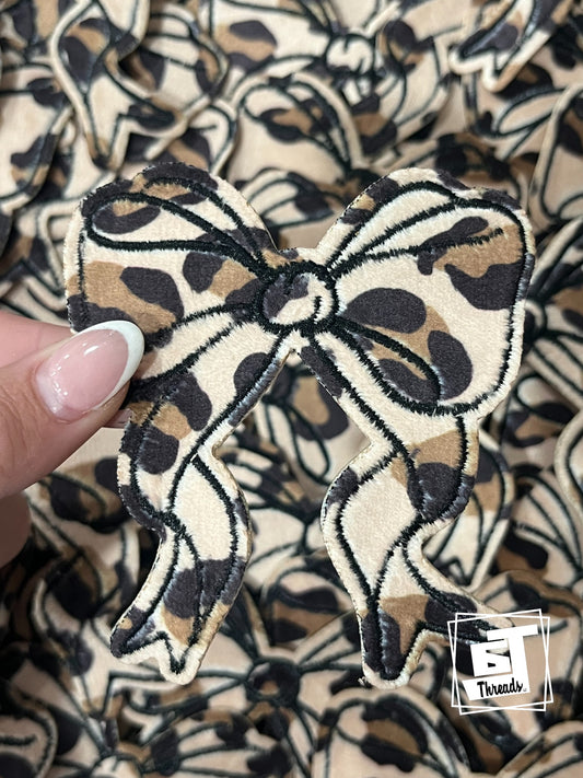 Velvet Leopard Bow Cap Patch