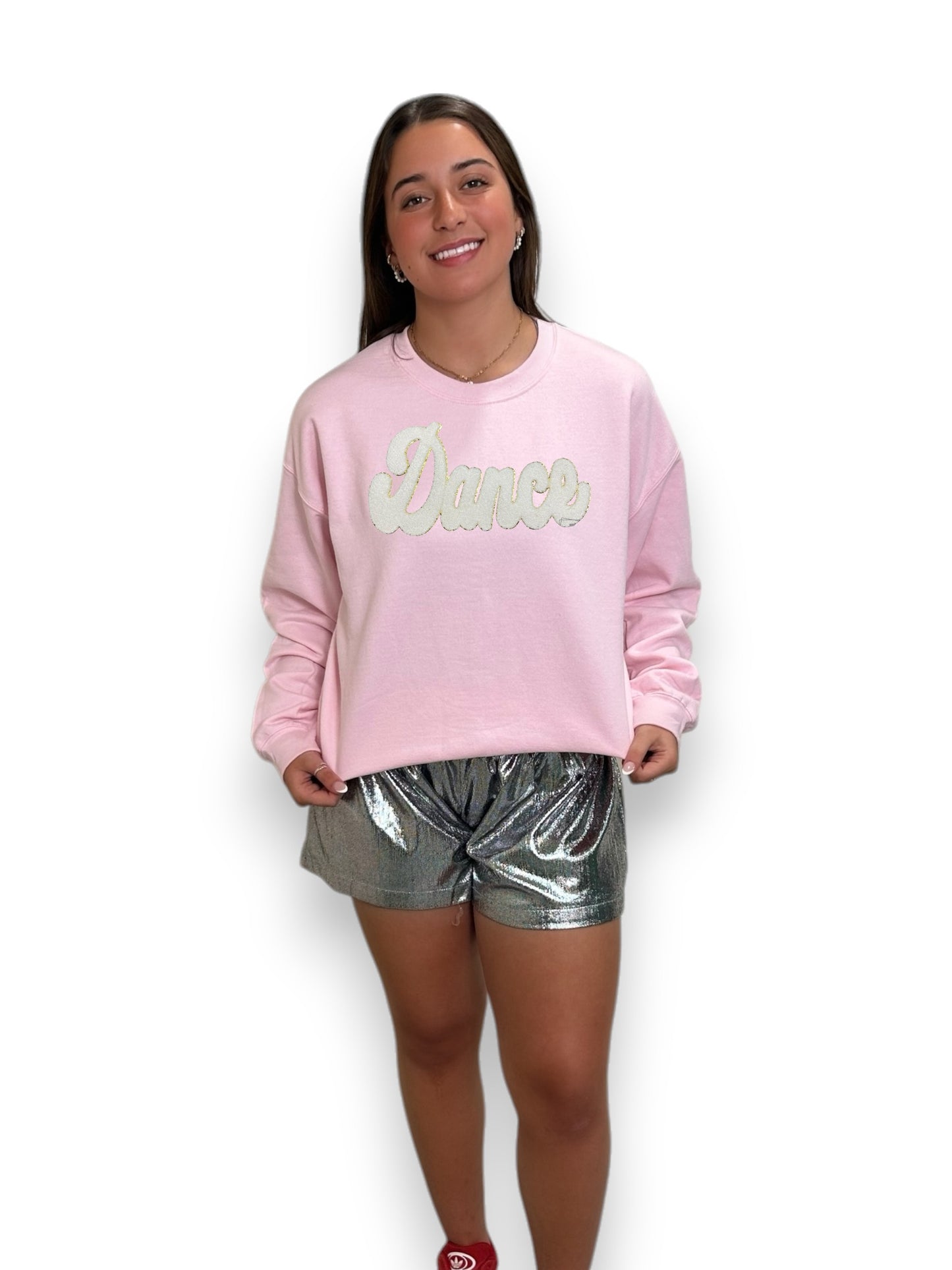 White Cursive Chenille Dance