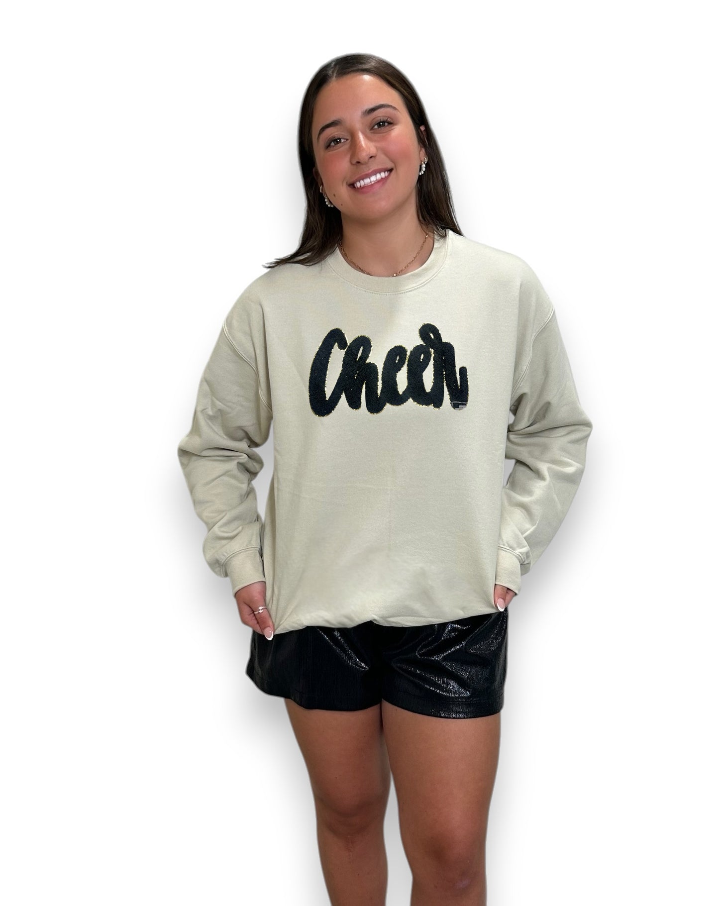 Black Cursive Chenille Cheer