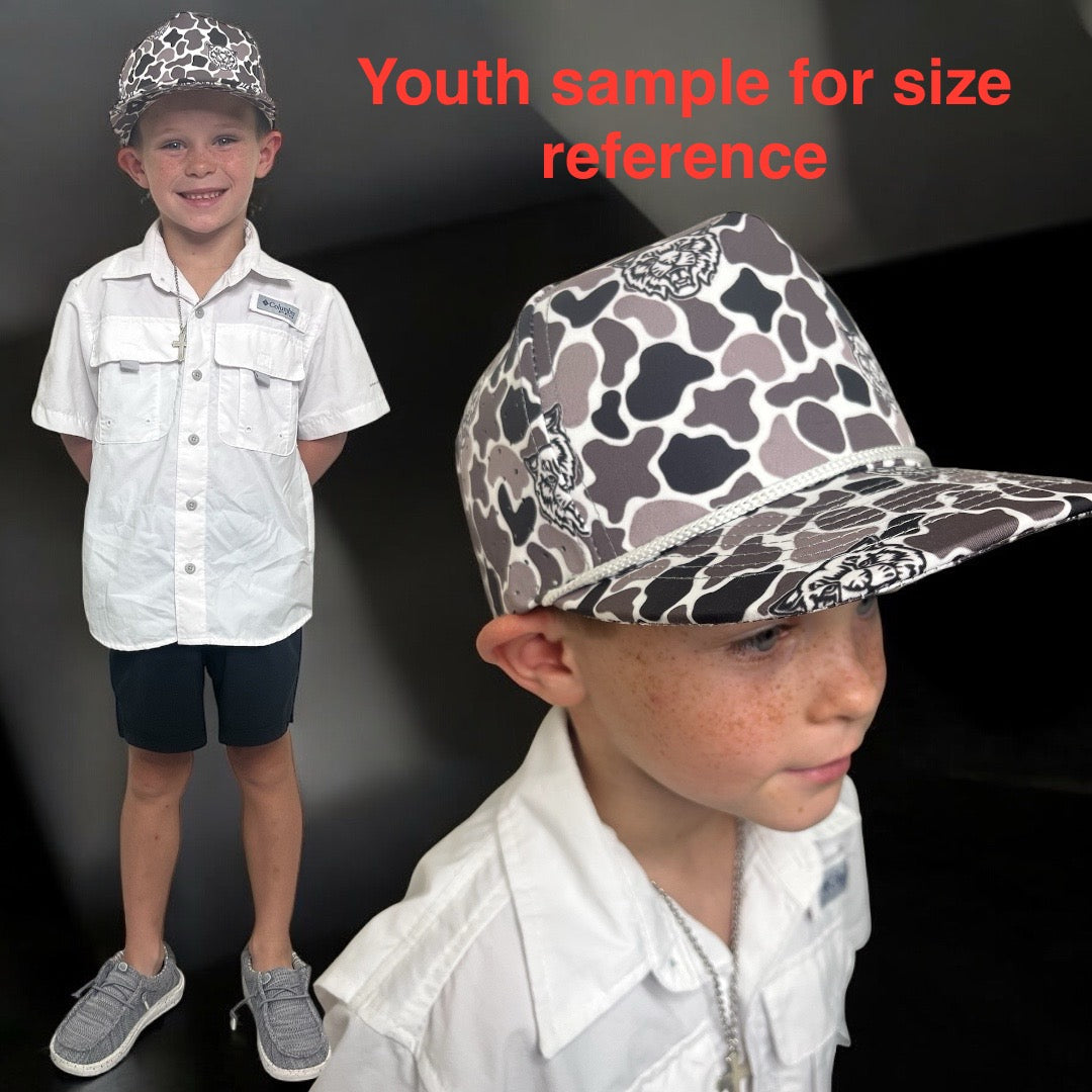 JV Cap Co Black and White Camo Eagles Cap