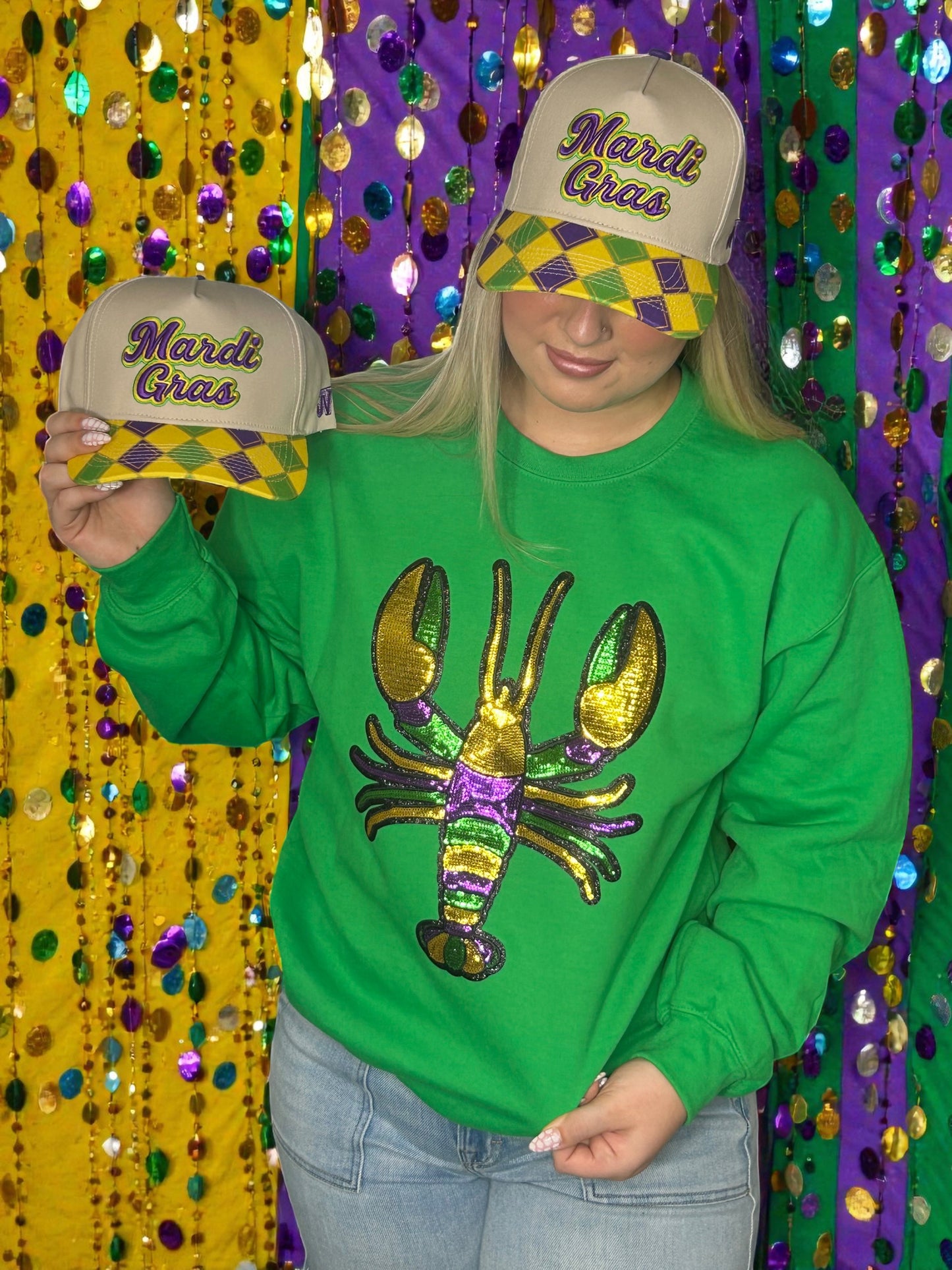 Mardi Gras With Crawfish Sweatshirt