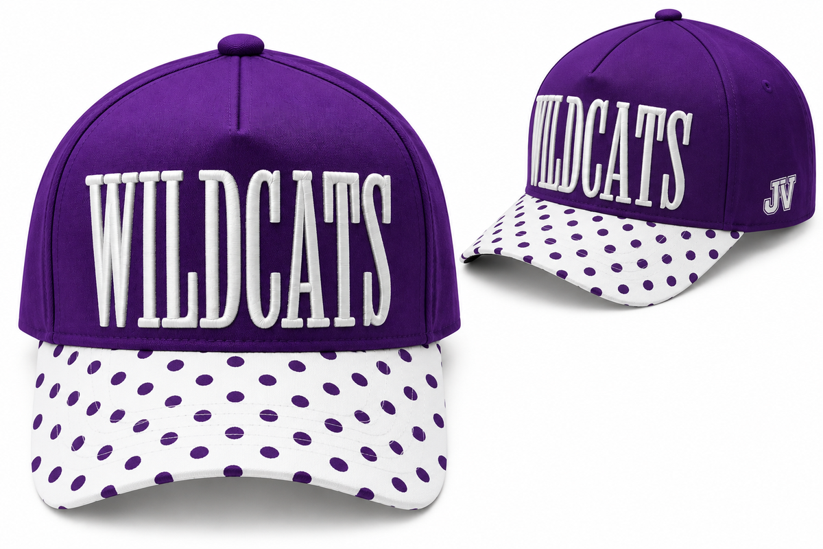 Wildcats Purple and White Polka Dot Cap