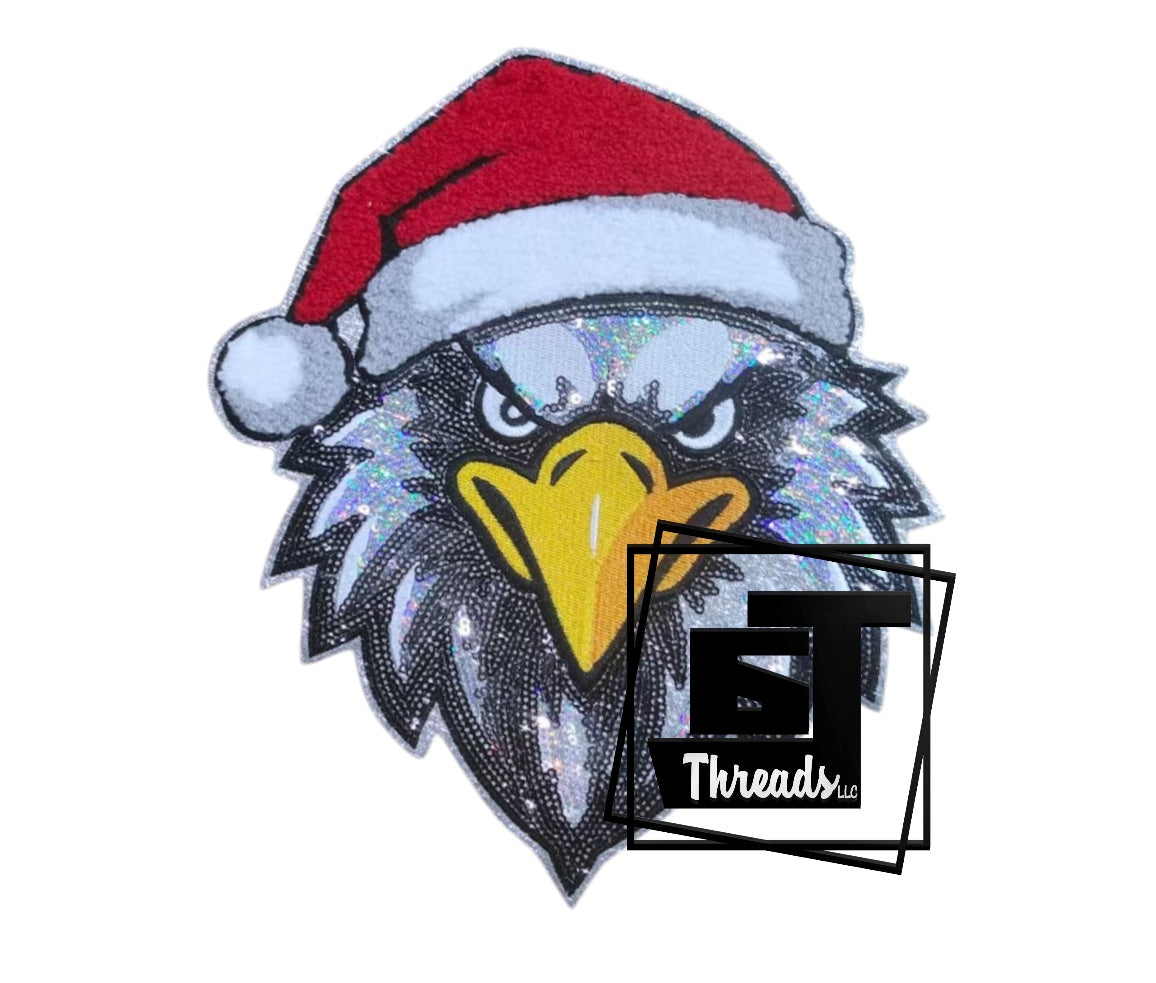 Sequin Eagle with Santa Hat....Patches Only