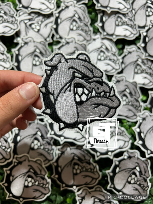 black and gray bulldogs mascot cap patch