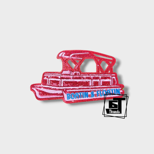 boatin and floatin iron on sequin patch