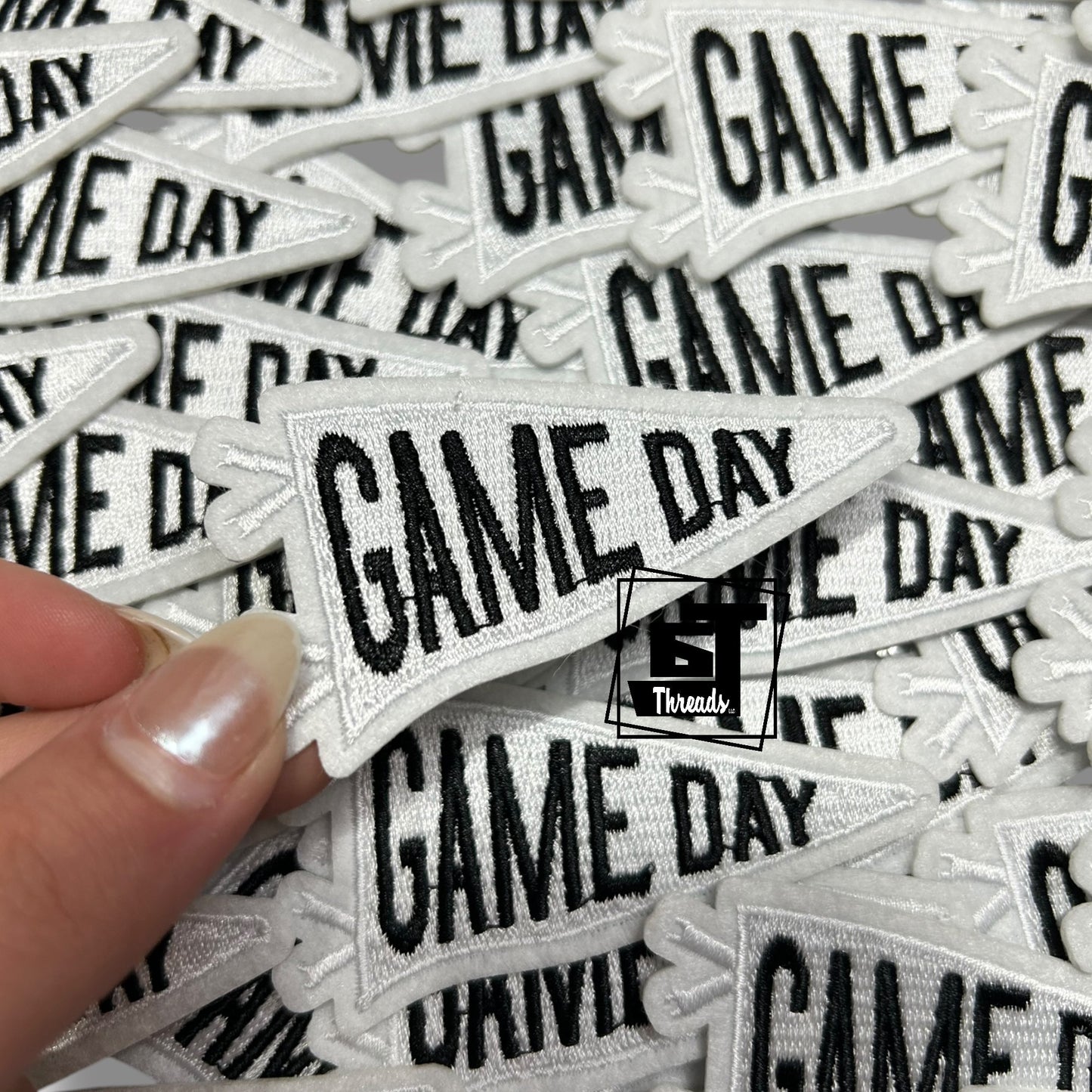 White game day pennant cap patch