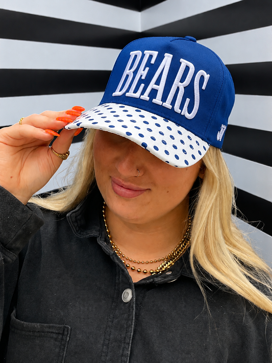 Bears Blue and White Pola Dot Cap