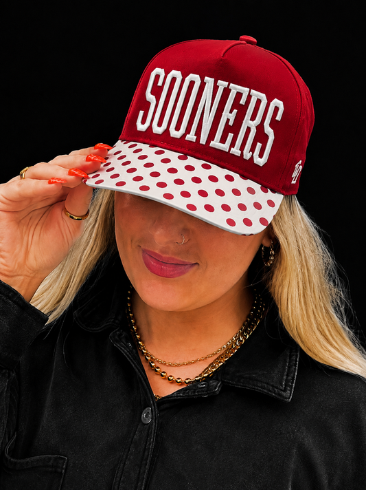 Sooners Dark Red and White Polka Dot Cap