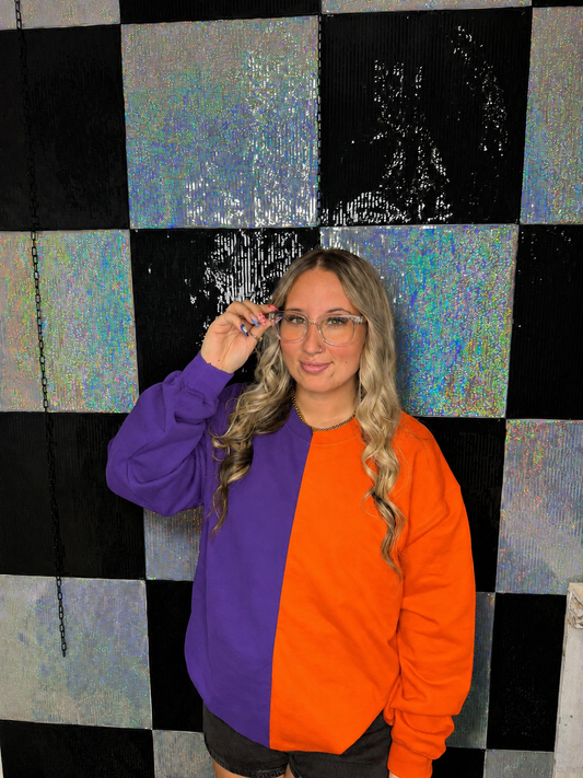Split Crewneck Purple/Orange