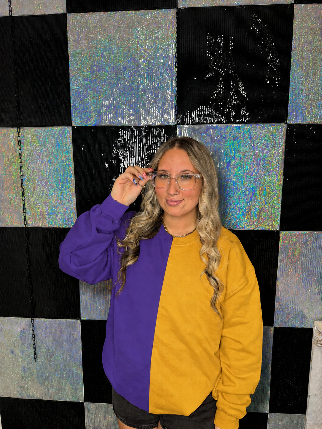 Split Crewneck Purple/Gold