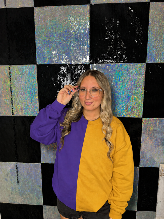 Split Crewneck Purple/Gold