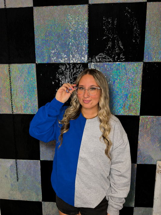 Split Crewneck Royal/Ash Gray