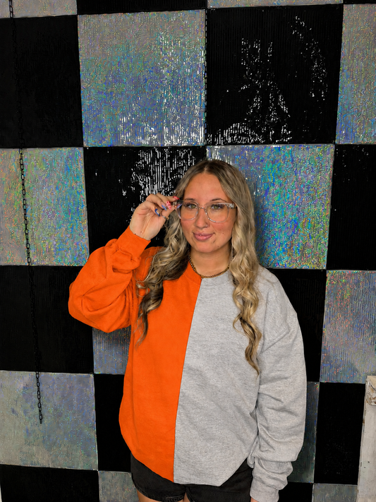 Split Crewneck Orange/Ash Gray