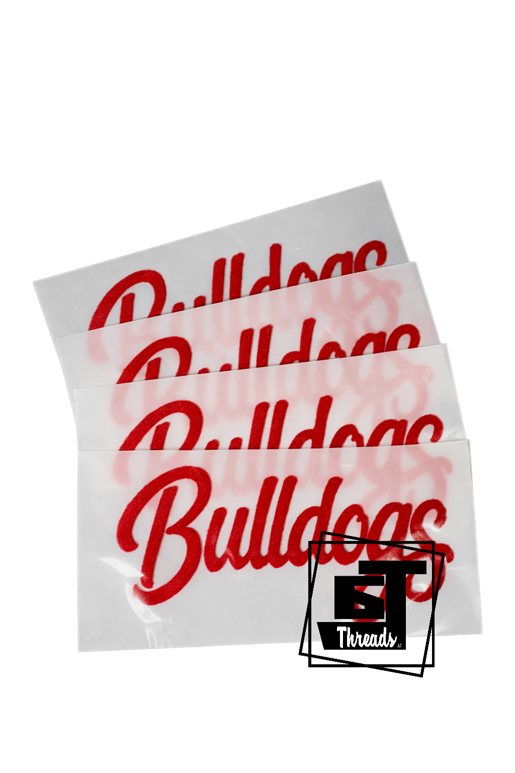 Red Cursive Fuzzy Fabric Bulldogs Patch...Patches Only