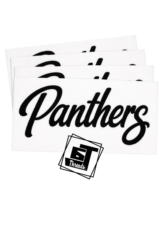 Black Cursive Fuzzy Fabric Panthers Patch...Patches Only
