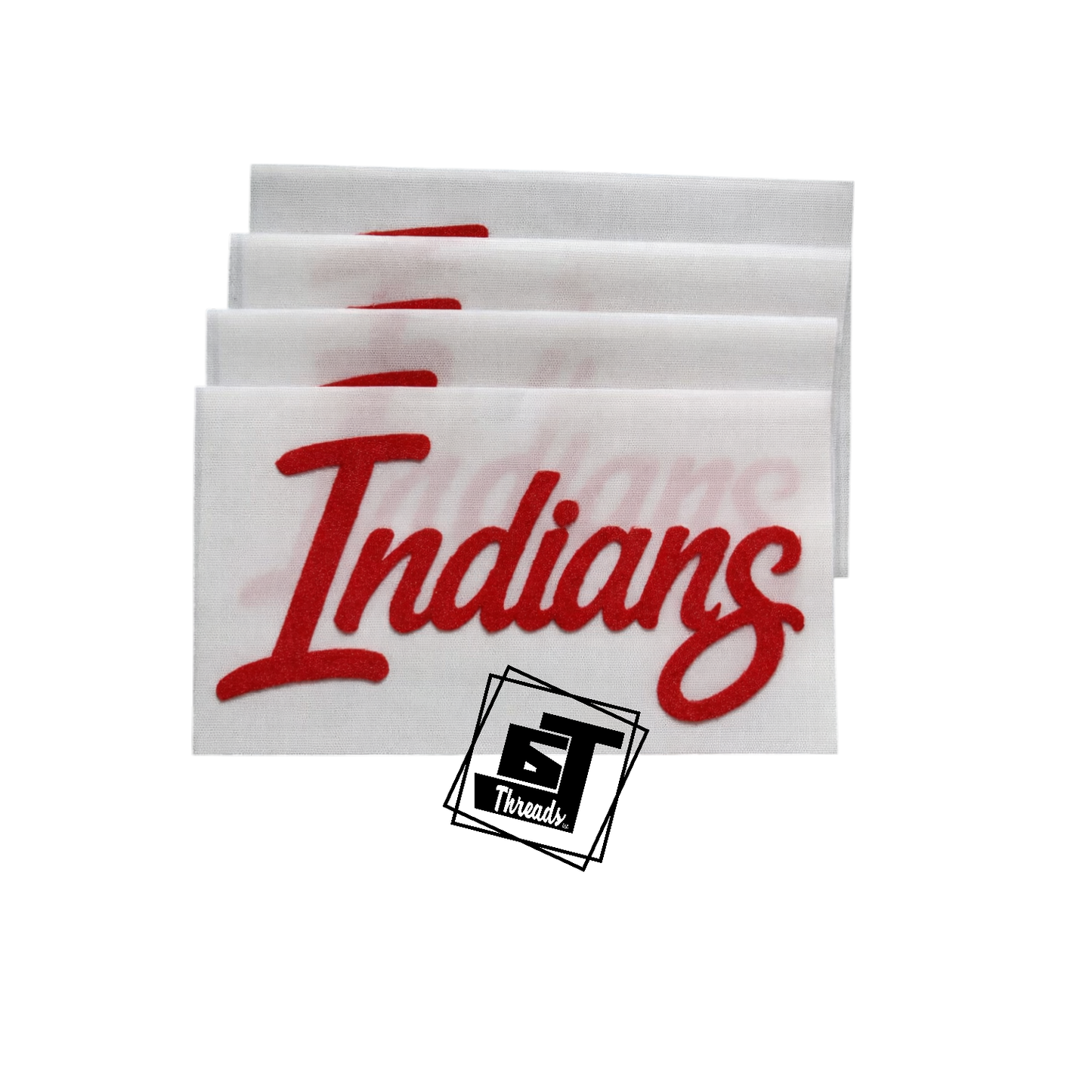 Red Cursive Fuzzy Fabric Indians Patch...Patches Only