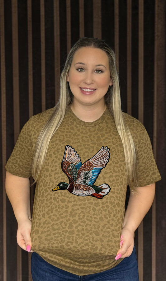 Sequin Flying Mallard Duck T-Shirt