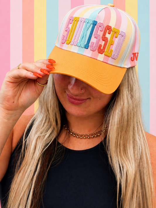 Multicolored Pastel Sunkissed Striped Cap