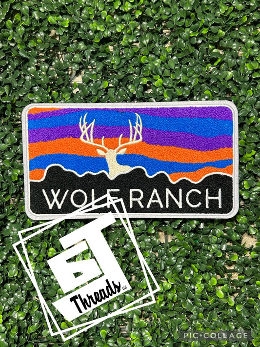 chenille wolf ranch iron on patch