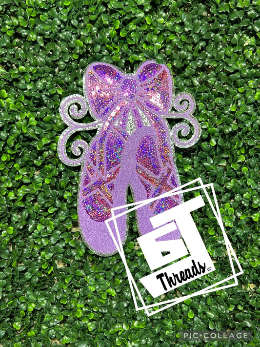 purple ballet shoes iron on patch