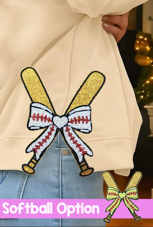 Glitter Baseball/Softball Bows (Set of 2)....Patches Only