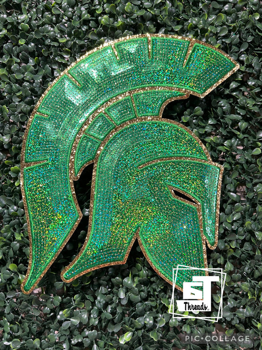 Green Sequin Knight iron on patch
