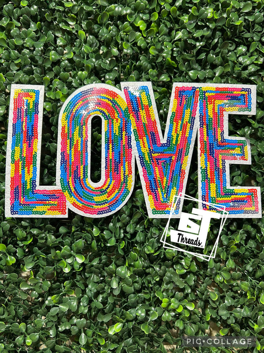 Colorful Love iron on patch