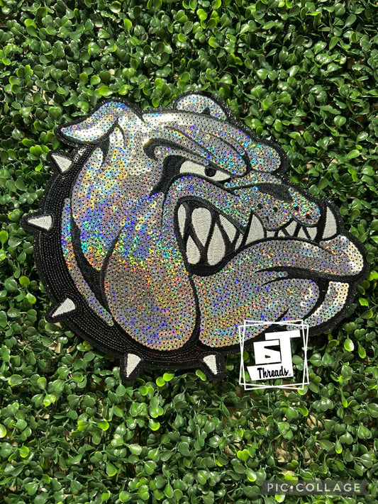 Sequin Bulldog Mascot iron on patch